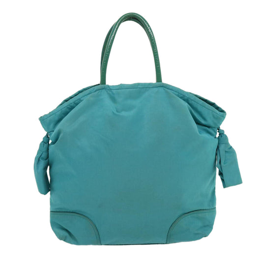 Prada Hand Bag Nylon Turquoise Blue