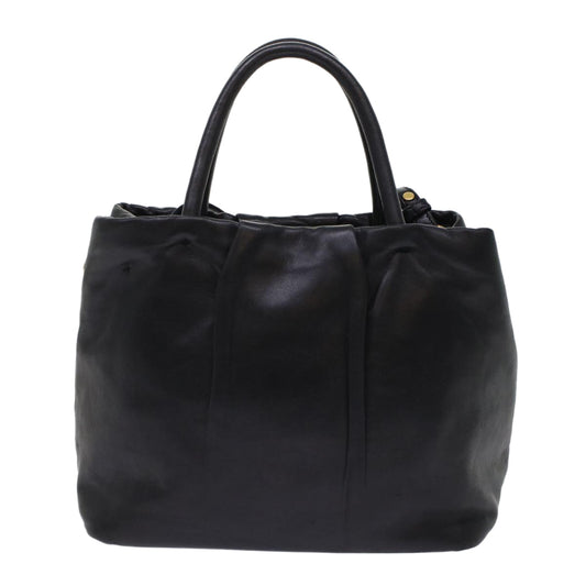 Prada Ribbon Hand Bag Leather 2way Black Pink