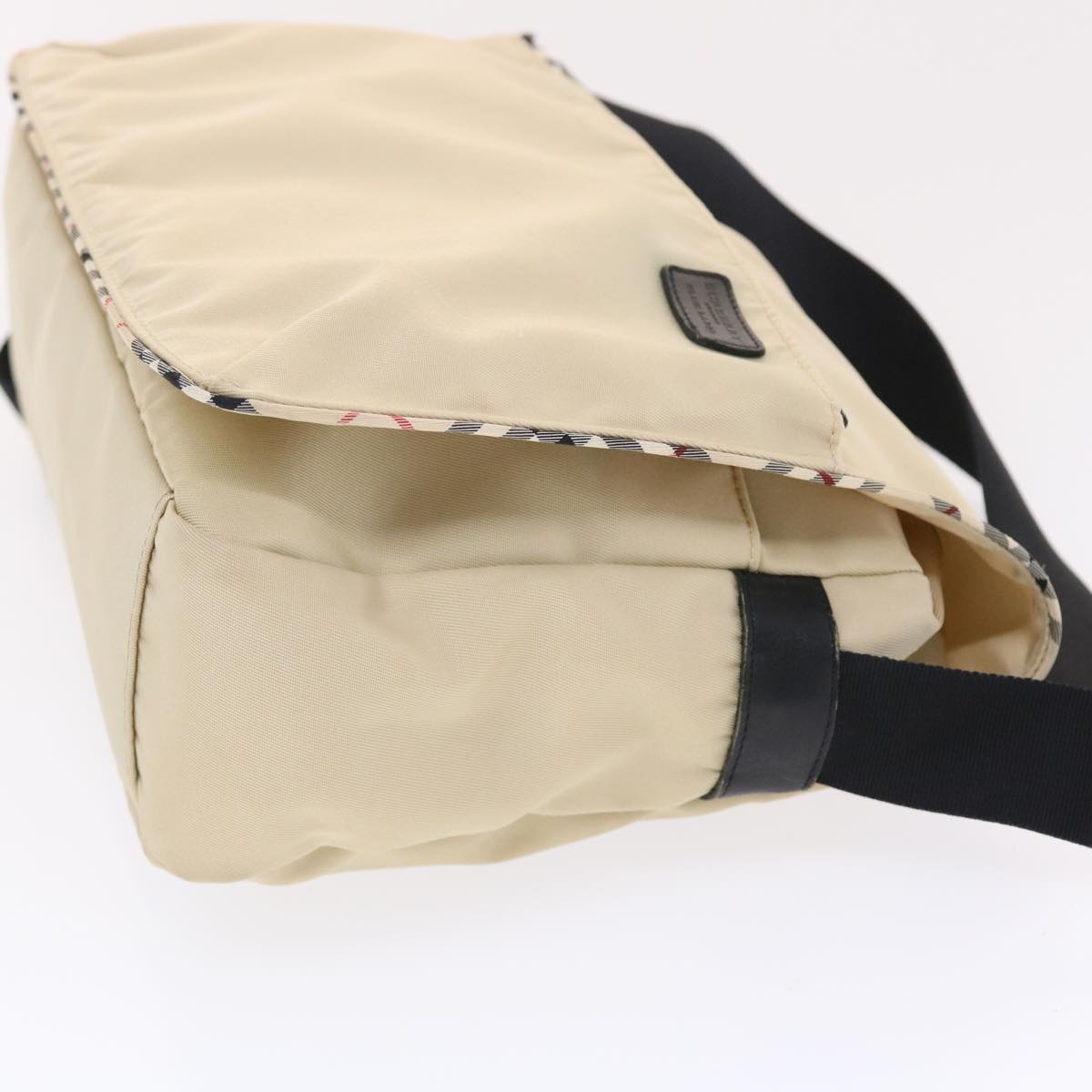 Burberry Blue Label Shoulder Bag Nylon Beige Black Auth hk785