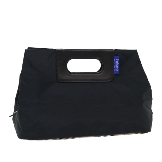 Burberry Nova Check Blue Label Hand Bag Nylon Black Beige Auth hk826
