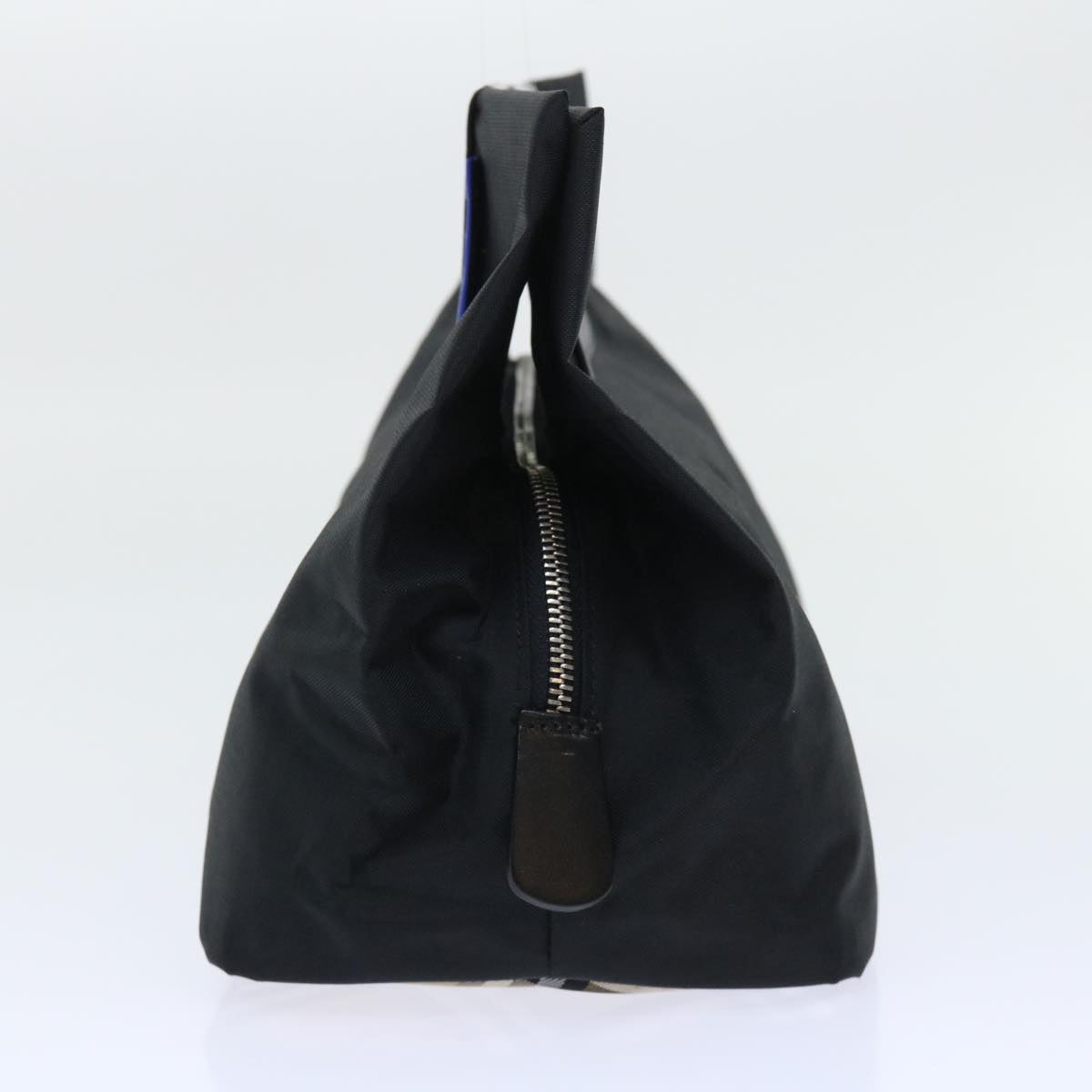 Burberry Nova Check Blue Label Hand Bag Nylon Black Beige Auth hk826