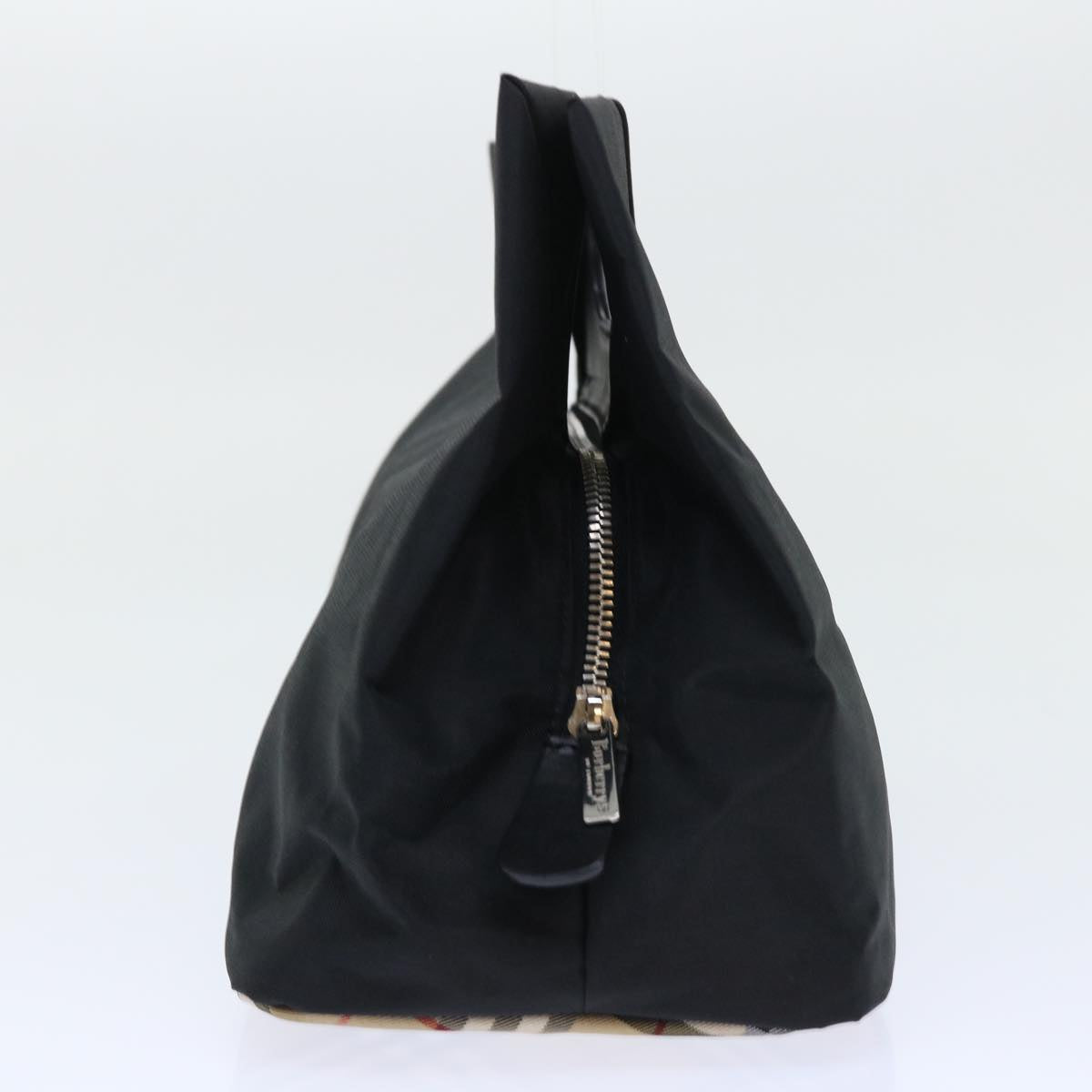 Burberry Nova Check Blue Label Hand Bag Nylon Black Beige Auth hk826