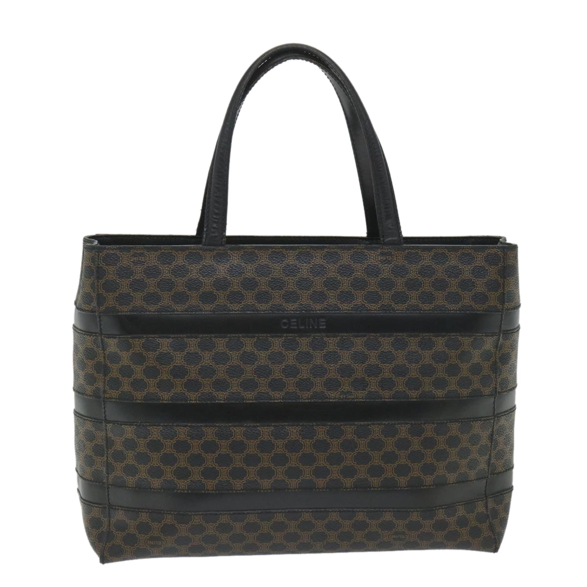Luxury CELINE Macadam Canvas Tote Bag PVC Leather Black hk888