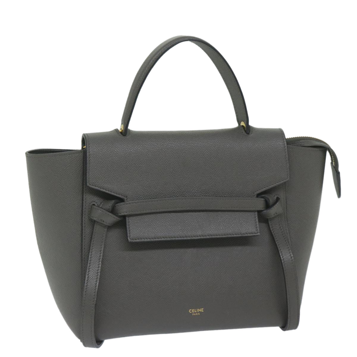 Luxury CELINE Micro Belt Hand Bag Leather Gray hk968