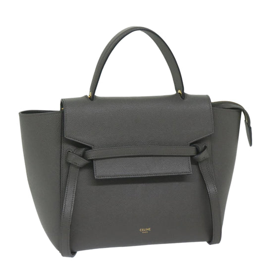 Luxury CELINE Micro Belt Hand Bag Leather Gray hk968