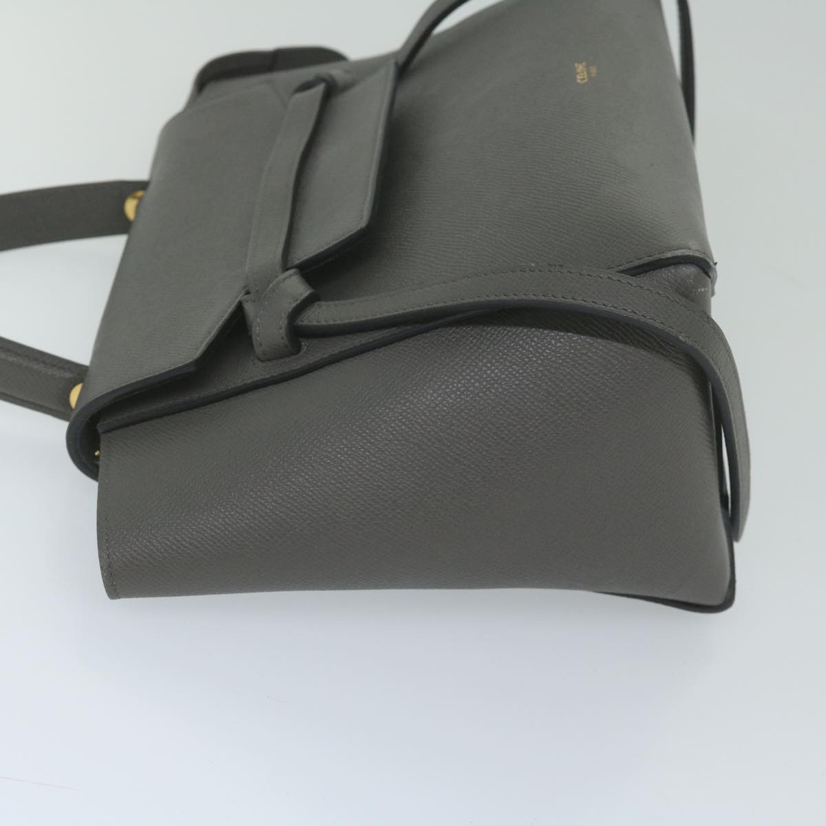 Luxury CELINE Micro Belt Hand Bag Leather Gray hk968