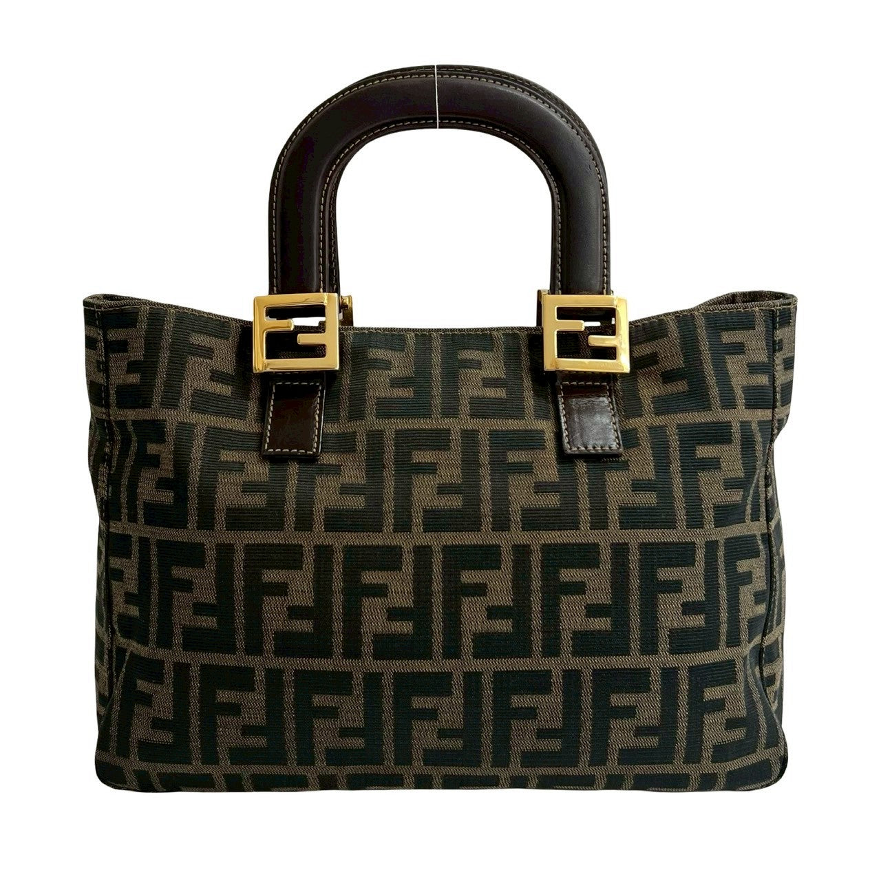 Fendi Zucca Canvas Leather Handbag