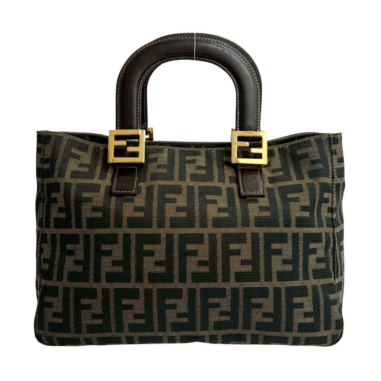 Fendi Zucca Canvas Leather Handbag