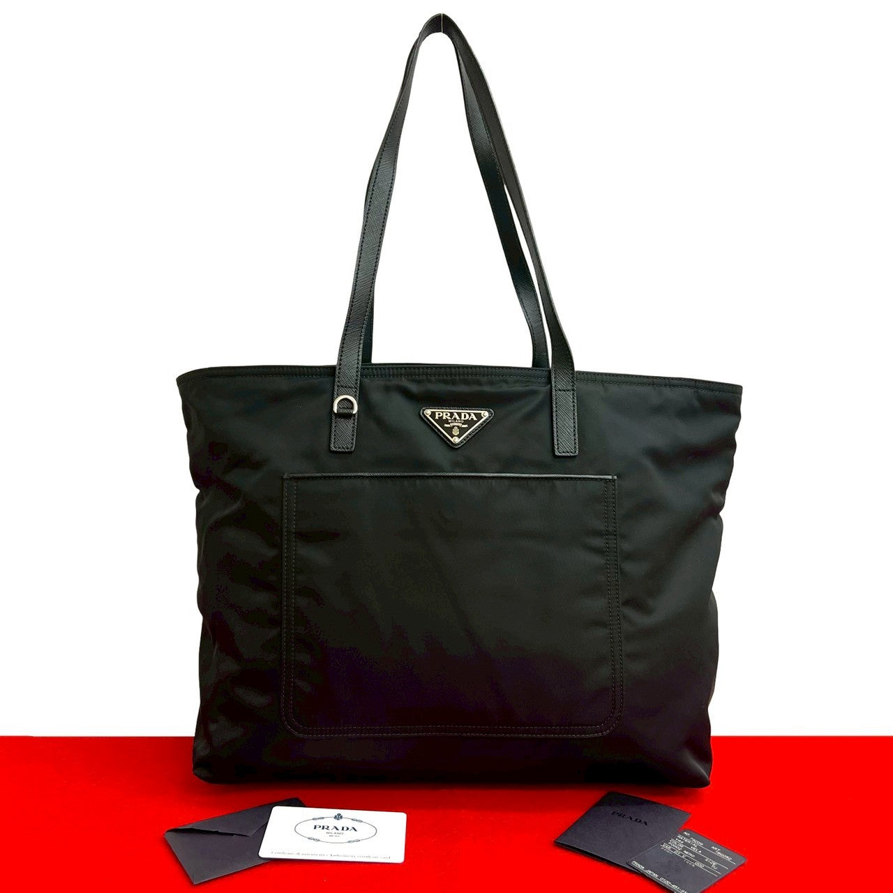 Prada Saffiano Leather Tessuto Nylon Tote Bag