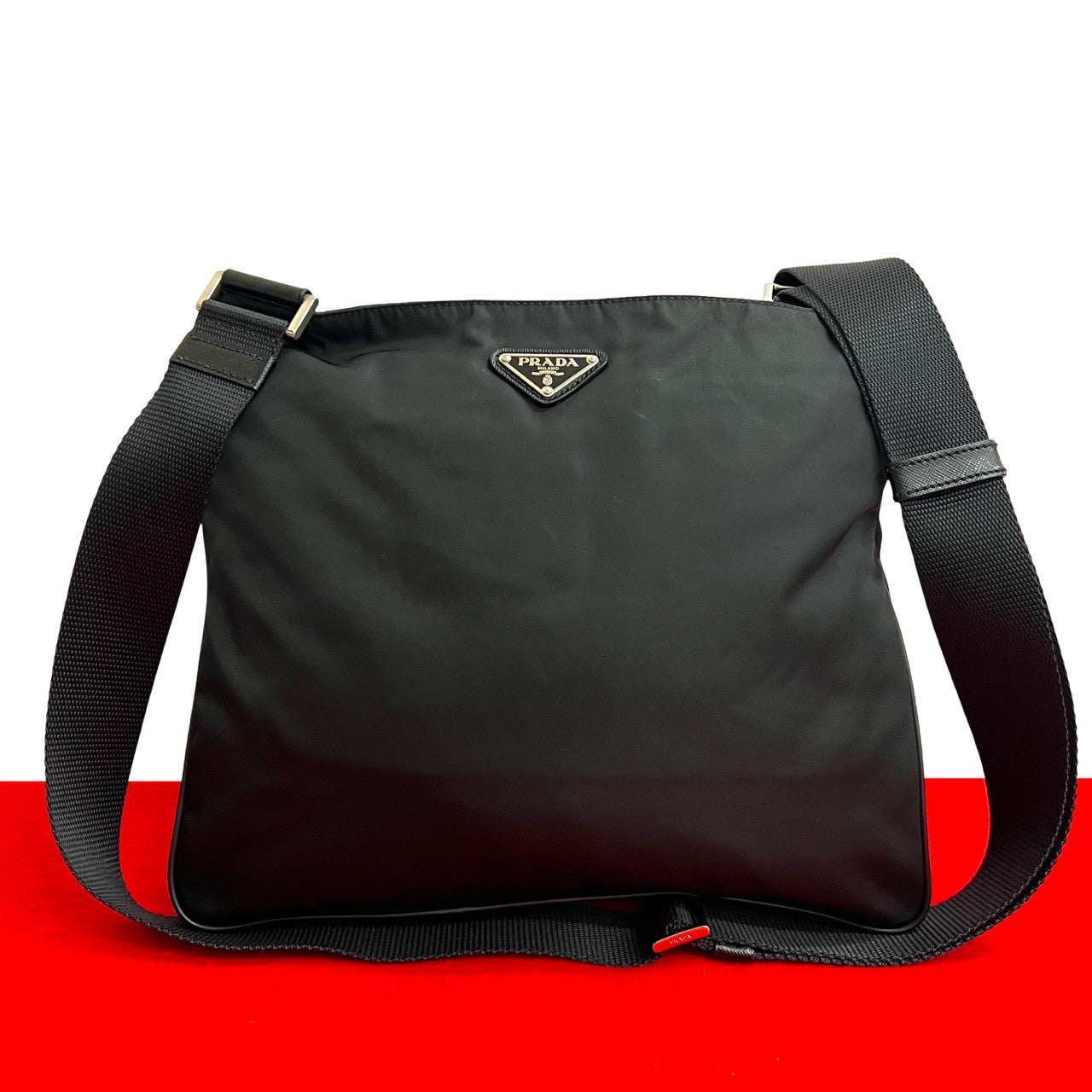 Prada Saffiano Leather Tessuto Nylon Shoulder Bag