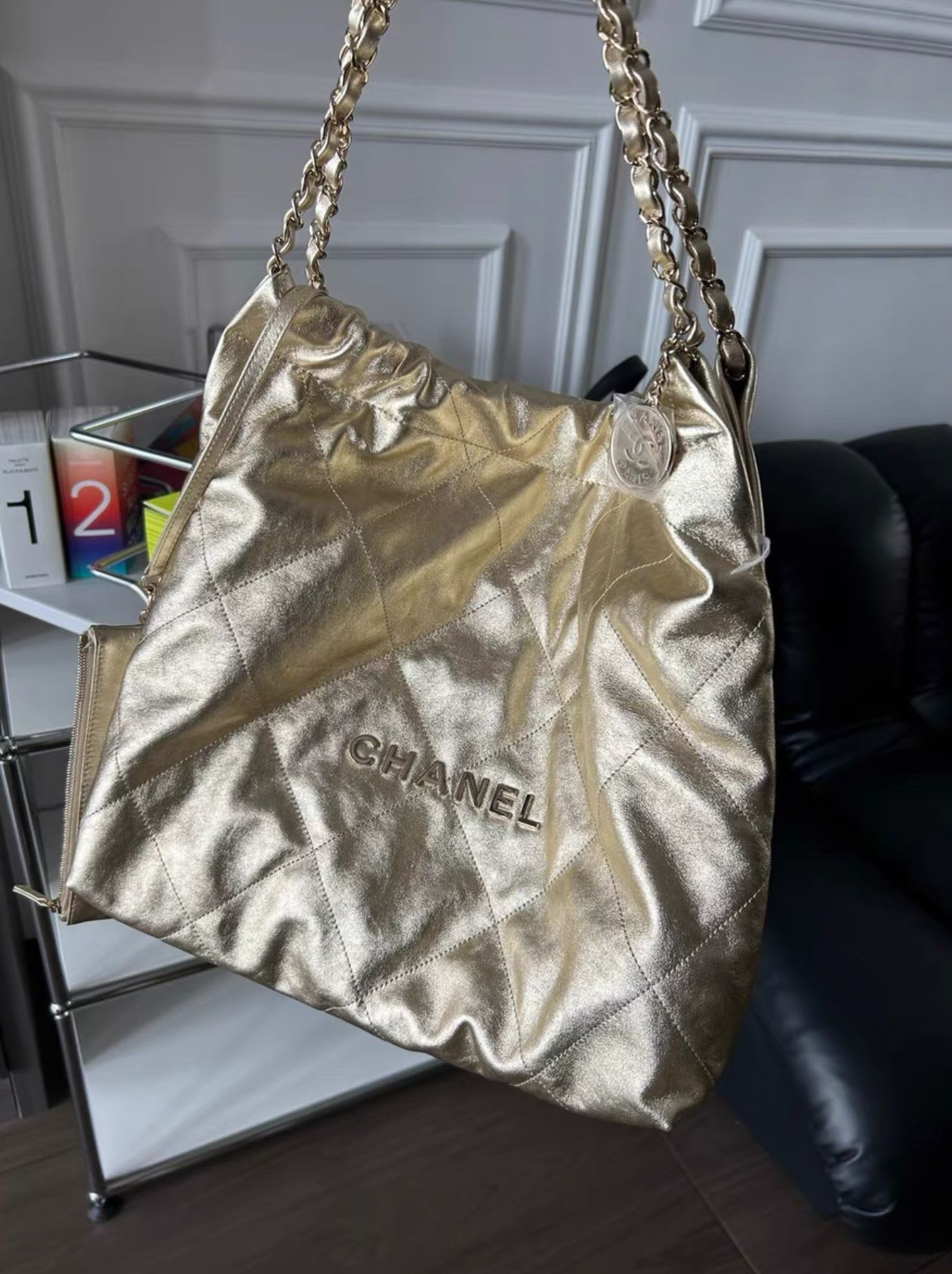 metallic Chanel 22 bag