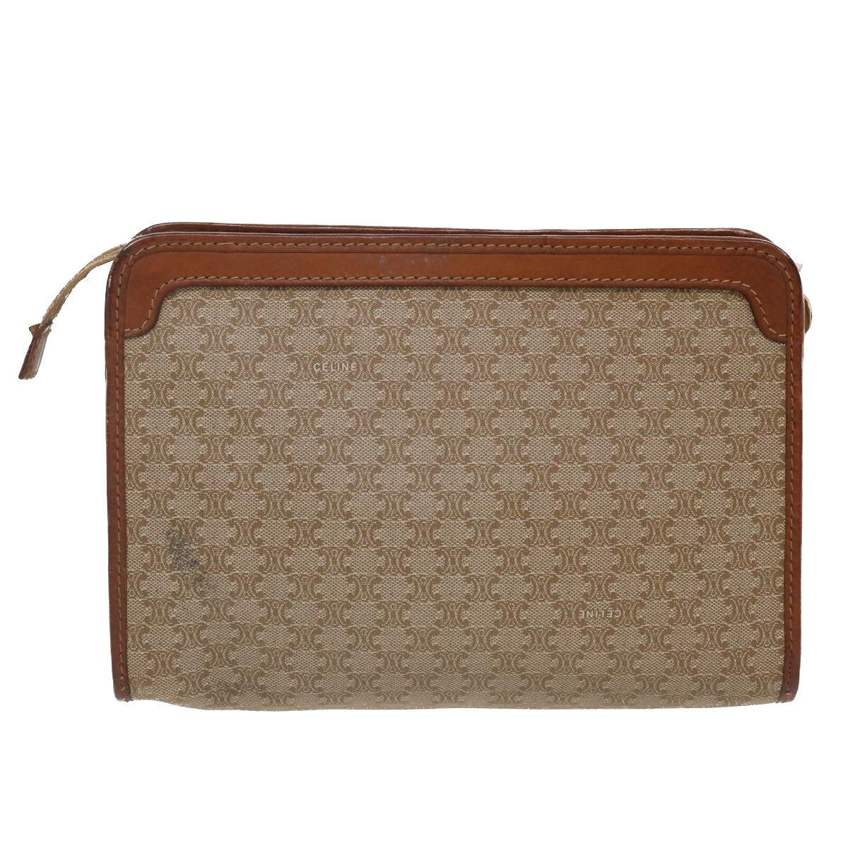 Luxury CELINE Macadam Canvas Clutch Bag PVC Leather Beige im411