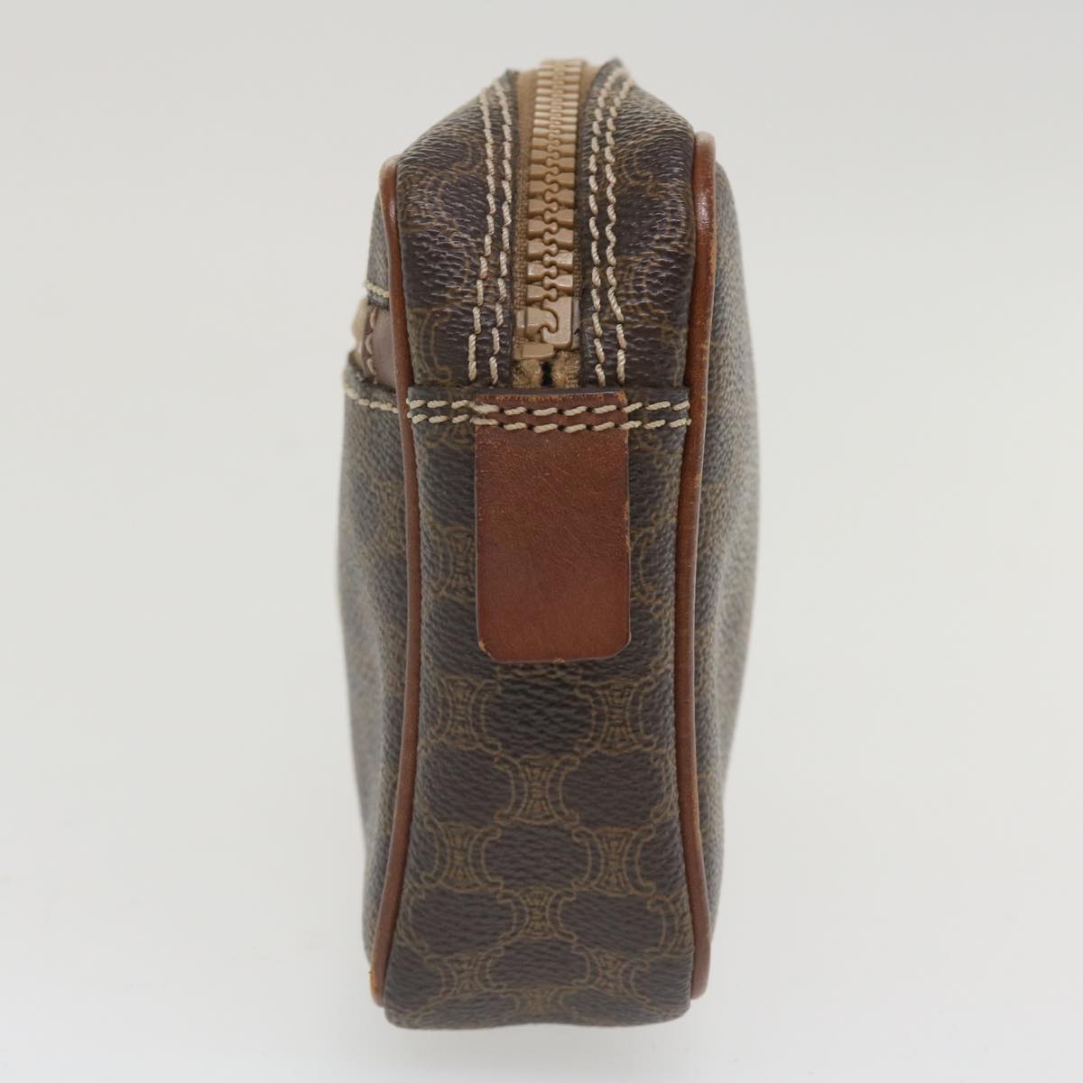 Luxury CELINE Macadam Canvas Pouch PVC Leather Brown im414