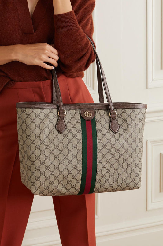 Gucci Ophidia Leather Canvas Tote Style 4
