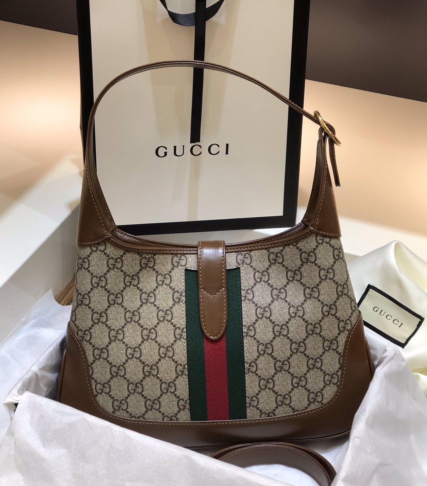 Gucci Leather Canvas Shoulder Bag