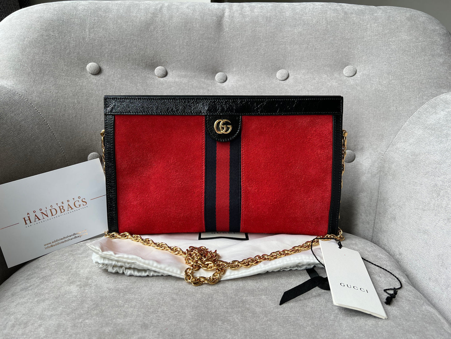 Gucci Ophidia Black Leather Suede Shoulder Bag