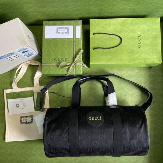 Gucci Monogram Nylon Leather Top Handle Crossbody