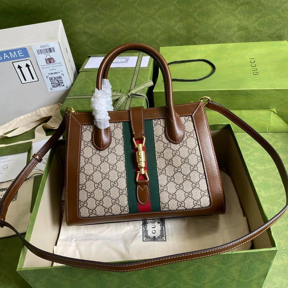 Gucci Jackie Leather Canvas Tote Style 2