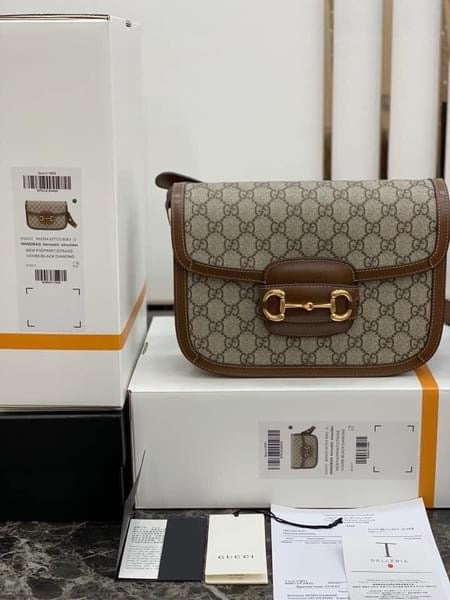Gucci Horsebit Leather Nylon Shoulder Bag Style 1