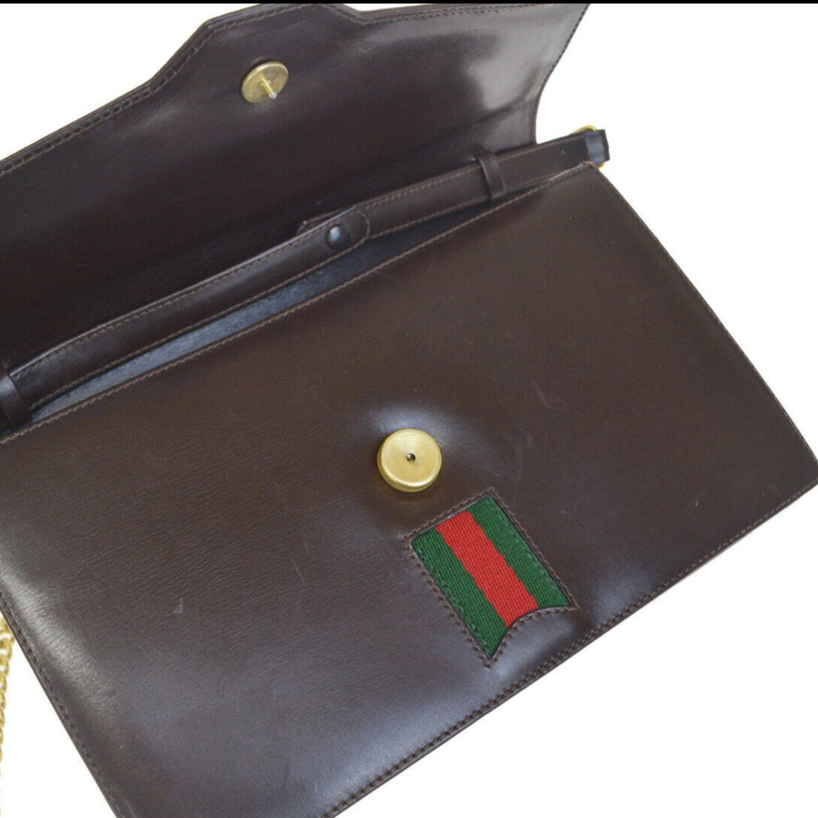 Gucci Web Leather Chain Shoulder Bag