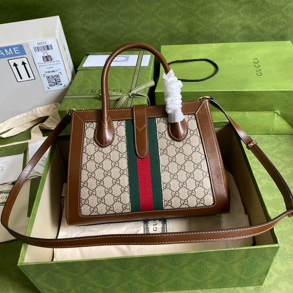 Gucci Jackie Leather Canvas Tote Style 2