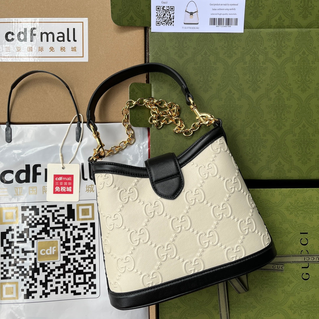 Gucci Leather Monogram Shoulder Bag Style 9