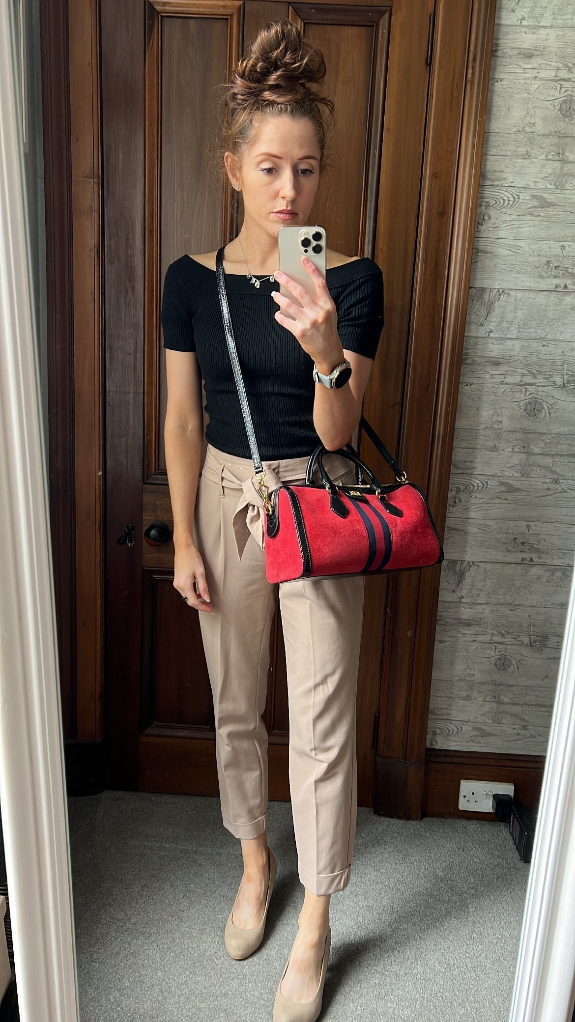 Gucci Ophidia Red Leather Suede Shoulder Bag