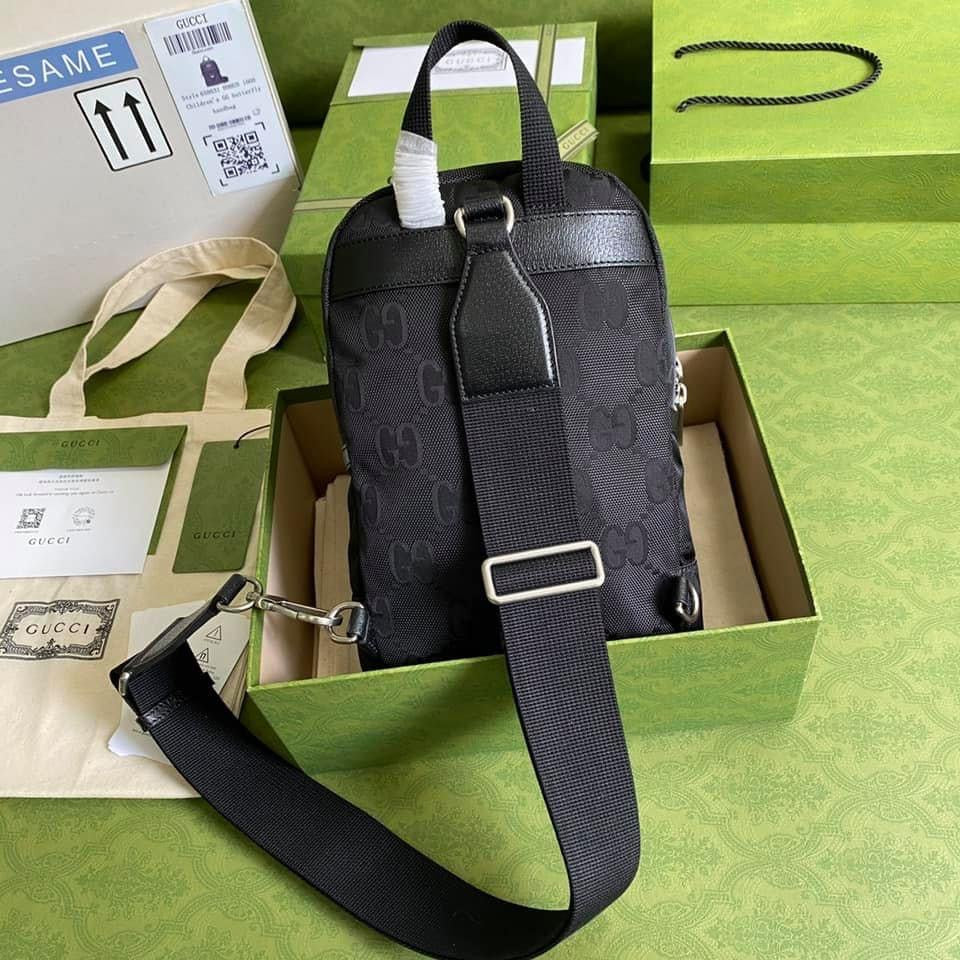 Gucci Monogram Nylon Leather Top Handle Crossbody