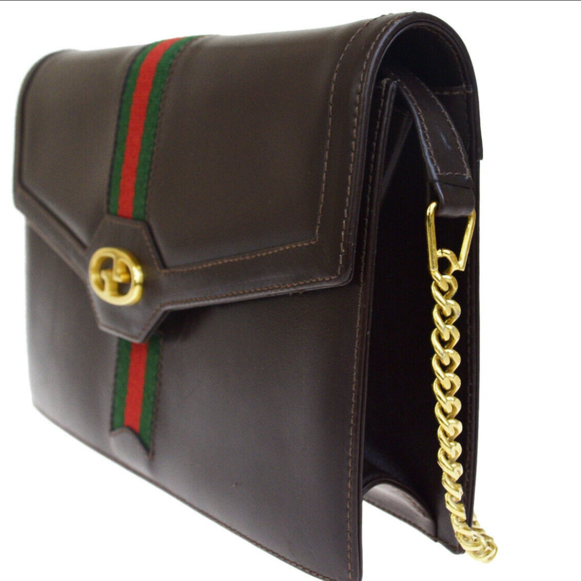 Gucci Web Leather Chain Shoulder Bag