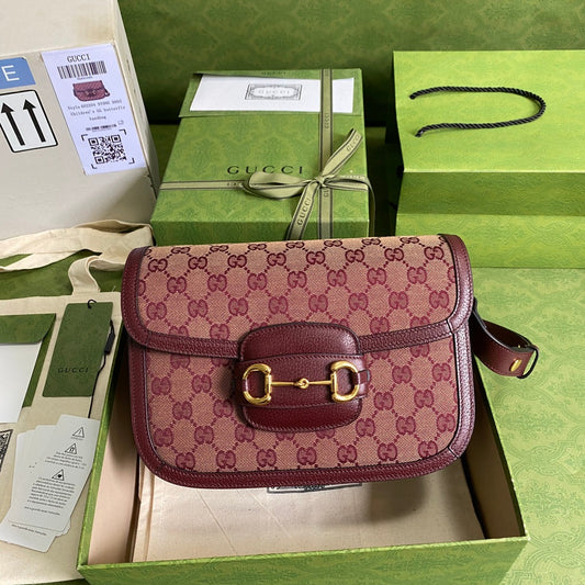 Gucci Leather Canvas Shoulder Bag