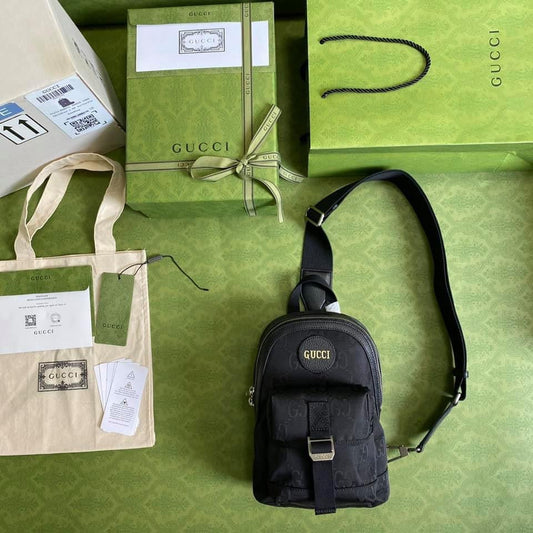 Gucci Monogram Nylon Leather Top Handle Crossbody