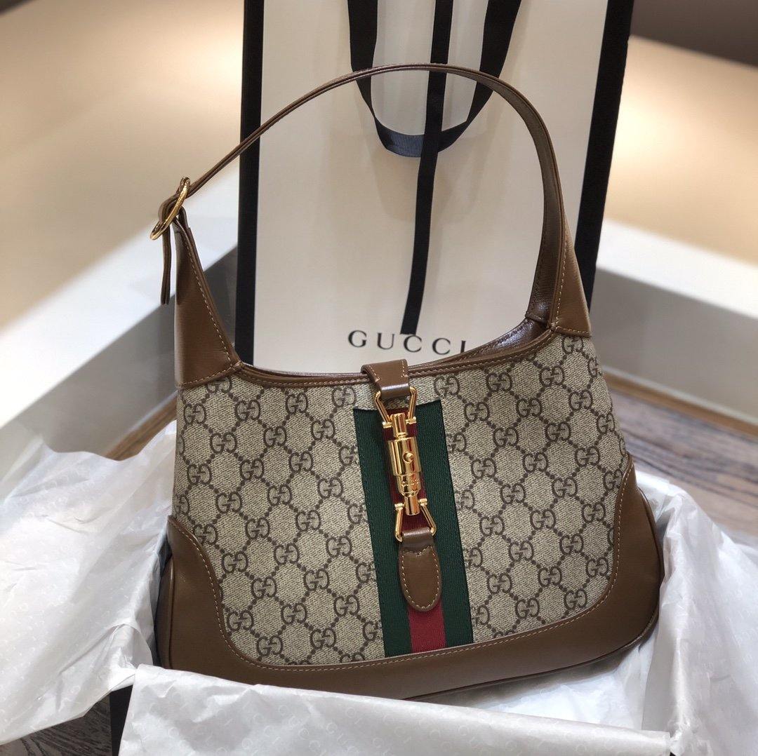 Gucci Leather Canvas Shoulder Bag Style 42