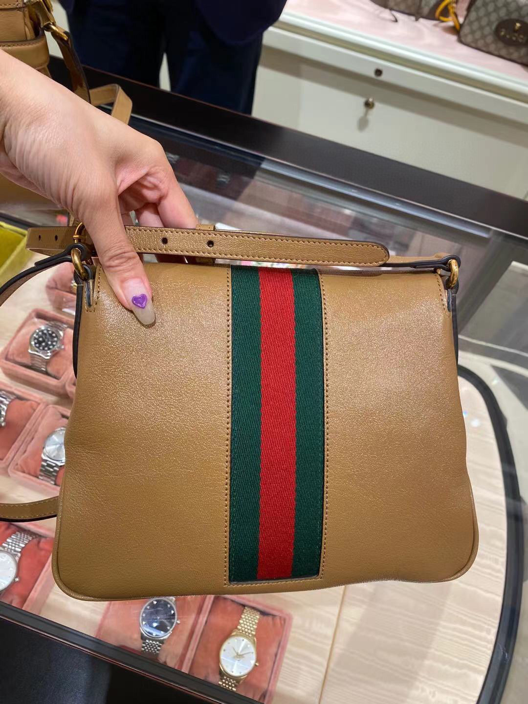 Gucci Leather Monogram Shoulder Bag Style 7