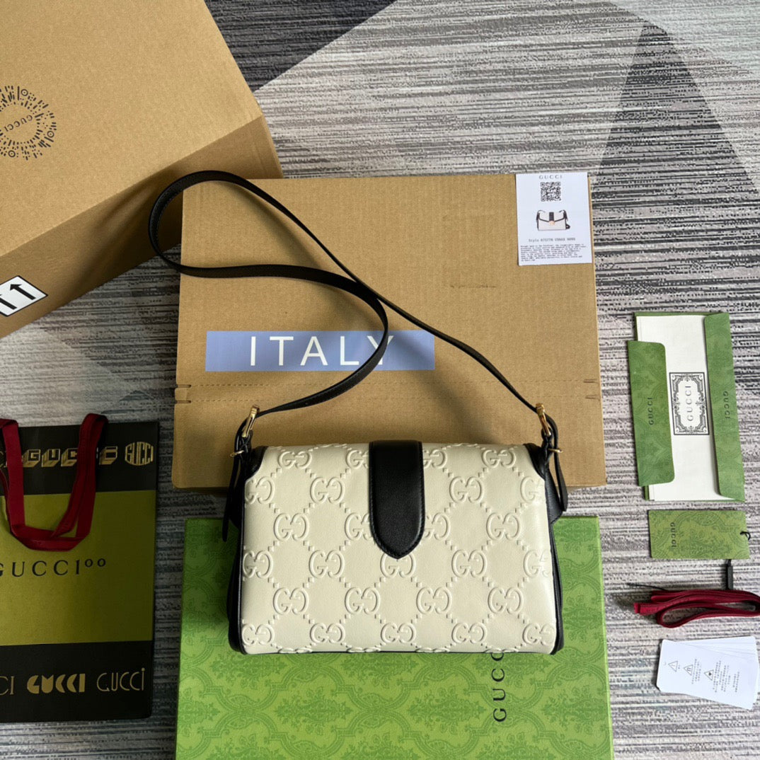 Gucci Leather Monogram Shoulder Bag Style 10