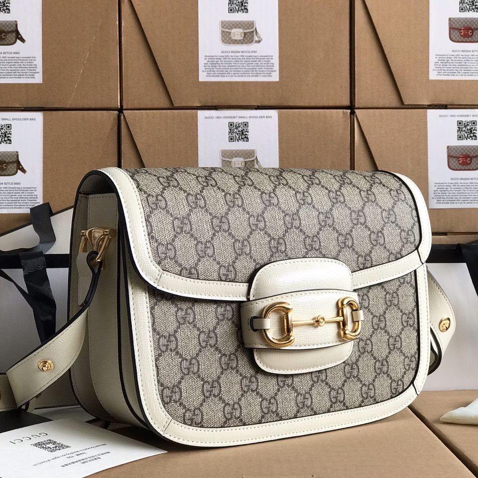Gucci Horsebit Leather Nylon Shoulder Bag Style 8