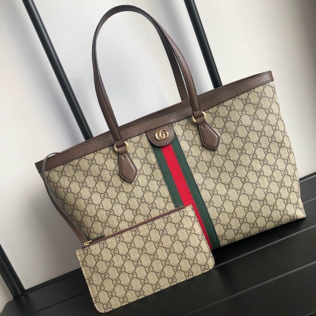 Gucci Ophidia Leather Canvas Tote Style 1
