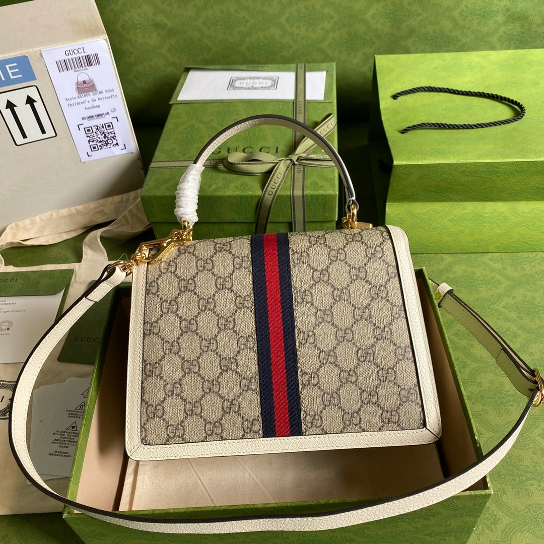 Gucci Ophidia Leather Canvas Shoulder Bag Style 5