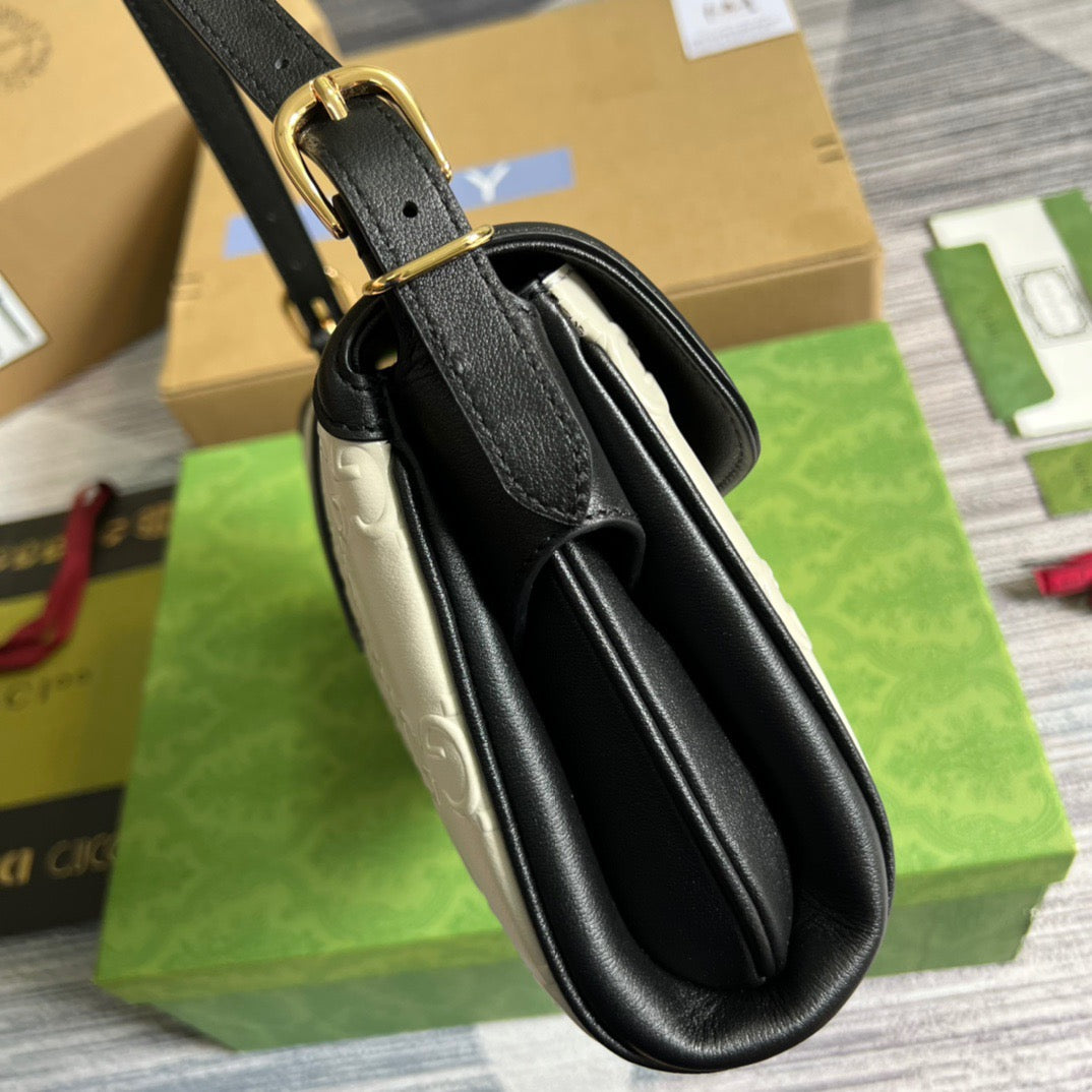 Gucci Leather Monogram Shoulder Bag Style 10