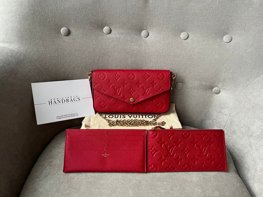 Louis Vuitton Felicie Pochette Red Empreinte Monogram (RRP £1160)