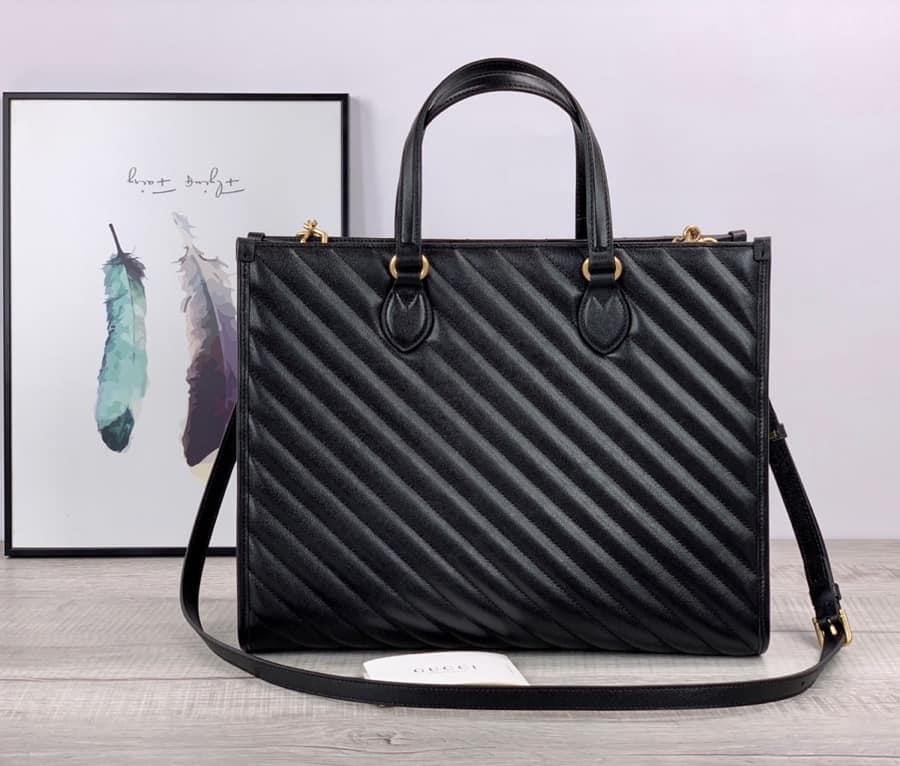 Gucci Monogram Leather Top Handle Tote