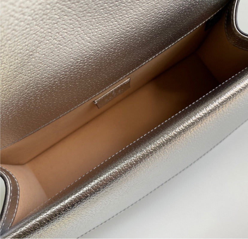 Gucci Silver Leather Shoulder Bag