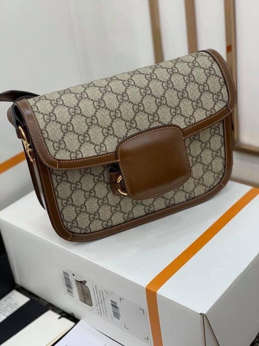 Gucci Horsebit Leather Nylon Shoulder Bag Style 1