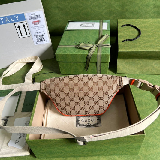 Gucci Nylon Leather Canvas Handbag