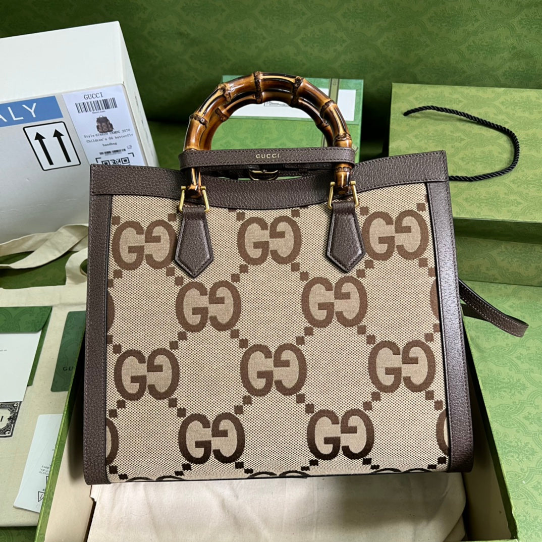 Gucci Monogram Leather Canvas Tote