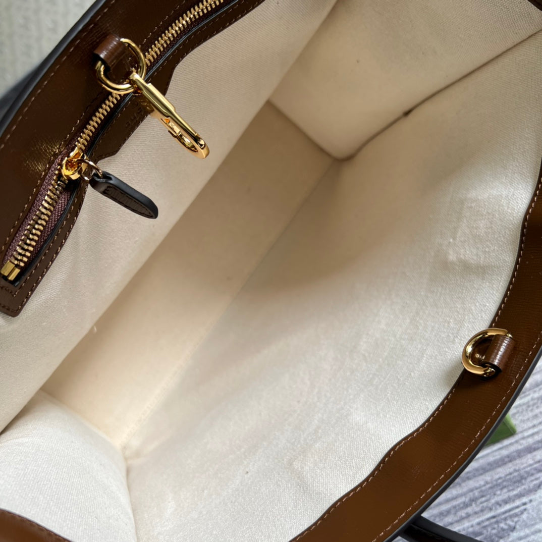 Gucci Monogram Leather Canvas Tote