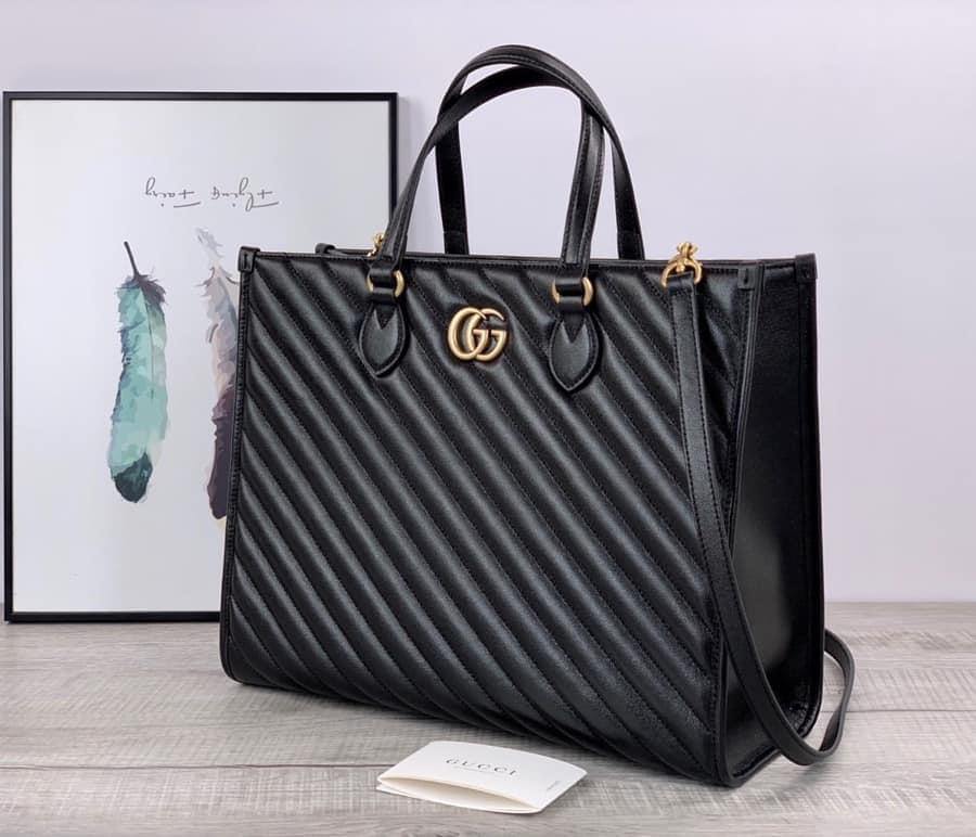 Gucci Monogram Leather Top Handle Tote