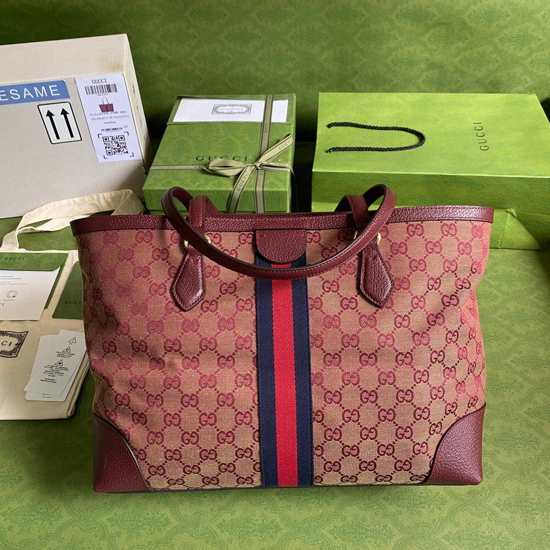 Gucci Ophidia Leather Canvas Tote Style 2
