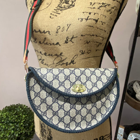 Gucci Twist Leather Canvas Crossbody