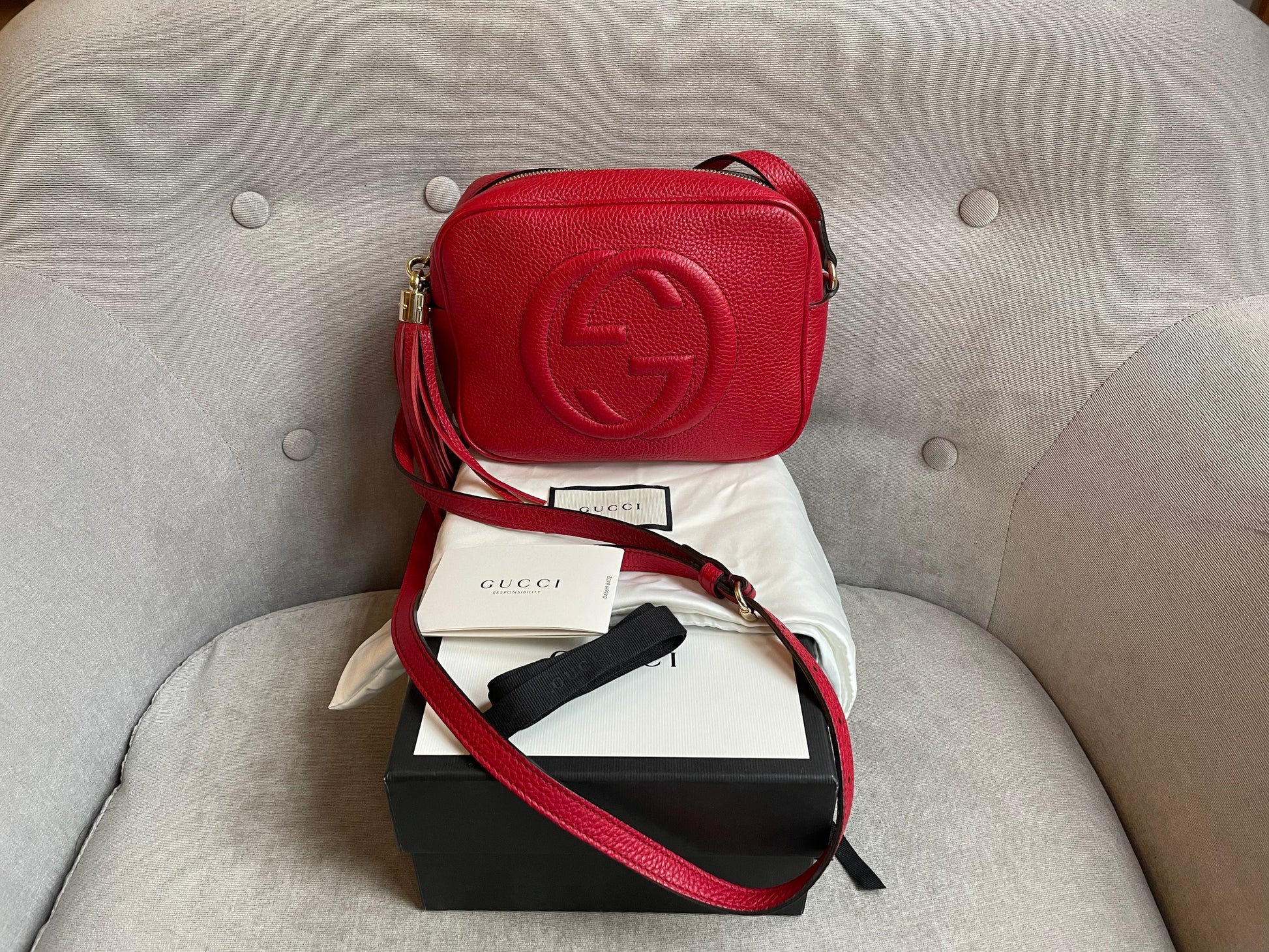 Gucci Soho Red Leather Shoulder Bag Style 1