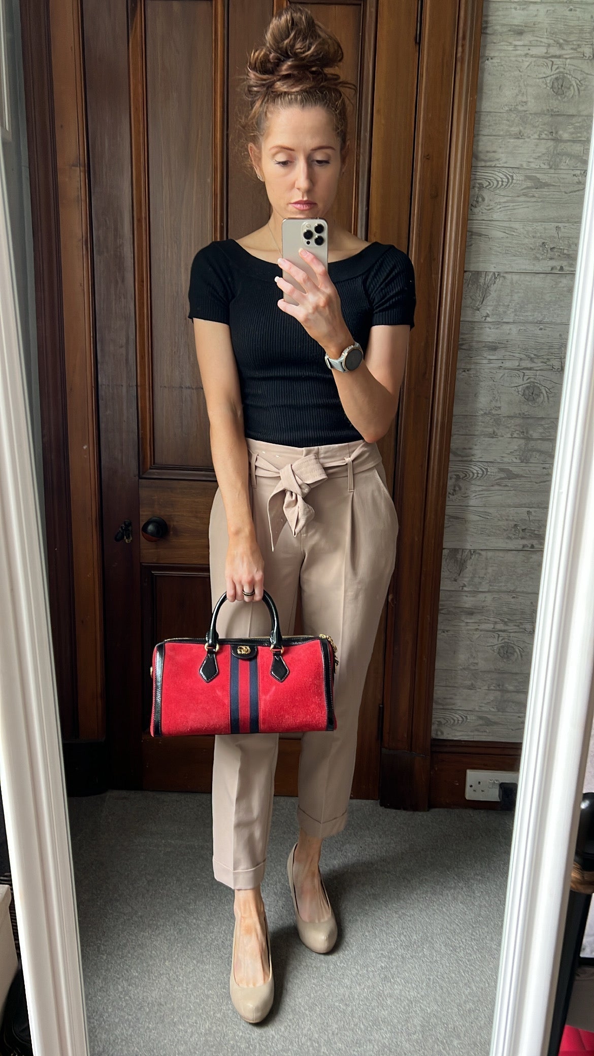Gucci Ophidia Red Leather Suede Shoulder Bag